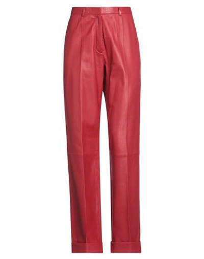 Shop Federica Tosi Woman Pants Red Size 0 Soft Leather