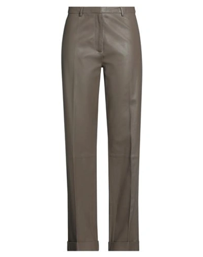 Shop Federica Tosi Woman Pants Dove Grey Size 4 Soft Leather