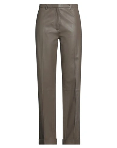 Federica Tosi Woman Pants Dove Grey Size 6 Soft Leather In Grey