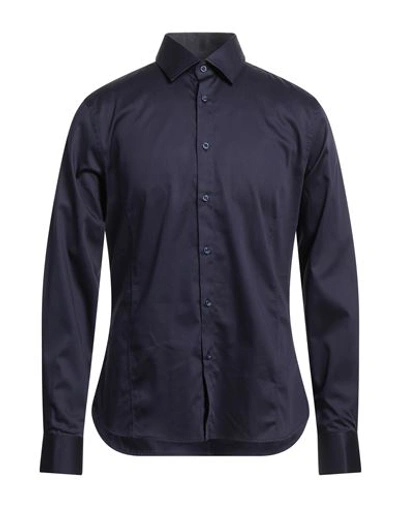 Shop Marciano Man Shirt Midnight Blue Size 15 Cotton, Elastane