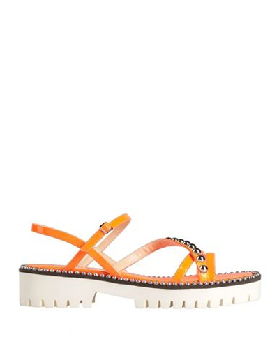 Shop Jimmy Choo Woman Sandals Orange Size 6.5 Soft Leather