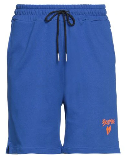 Shop Self Made By Gianfranco Villegas Man Shorts & Bermuda Shorts Blue Size Xs Cotton