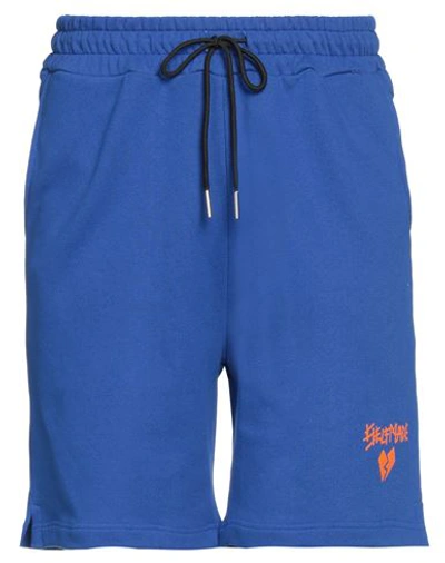 Self Made By Gianfranco Villegas Man Shorts & Bermuda Shorts Blue Size Xs Cotton In Blue