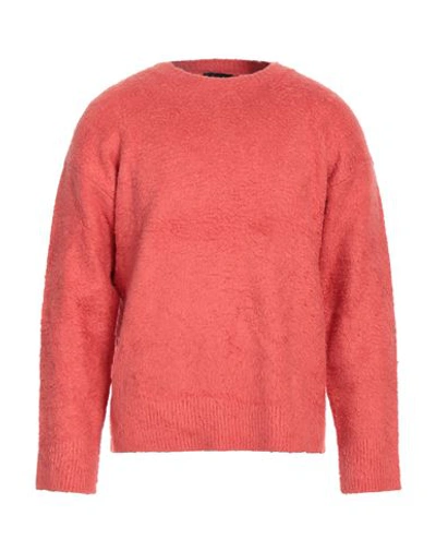 Shop Roberto Collina Man Sweater Coral Size 42 Cotton, Nylon, Elastane In Red