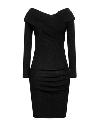 Shop Kaos Woman Mini Dress Black Size 8 Polyamide, Metallic Fiber, Elastane