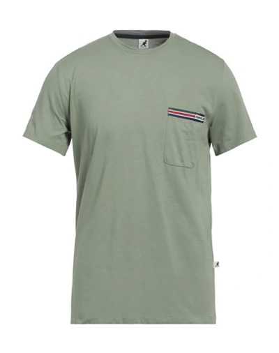 Shop Kangol Man T-shirt Sage Green Size M Cotton