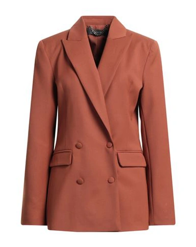 Shop Federica Tosi Woman Blazer Tan Size 4 Polyester, Virgin Wool, Elastane In Brown