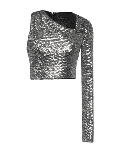 Shop David Koma Woman Top Silver Size 6 Polyester