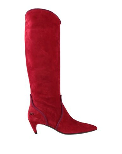 Roger Vivier Woman Knee Boots Brick Red Size 9 Soft Leather In Red