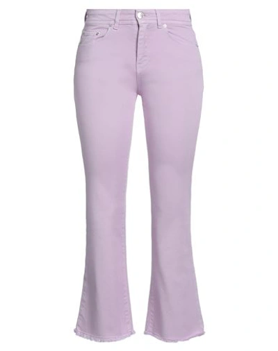 Shop Noir And Bleu Woman Pants Lilac Size 24 Cotton, Elastane In Purple