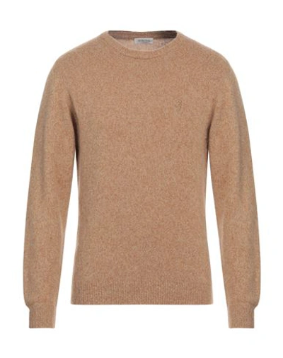 Shop Jeckerson Man Sweater Camel Size Xxl Wool, Polyamide In Beige