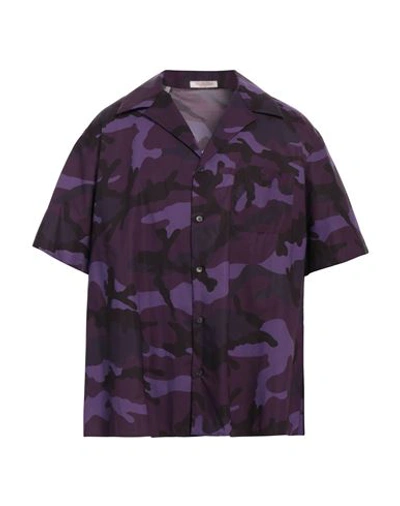 Shop Valentino Garavani Man Shirt Deep Purple Size 40 Cotton