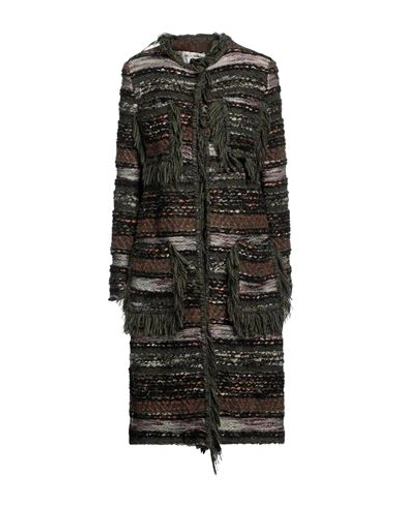 De' Hart Woman Overcoat & Trench Coat Military Green Size 8 Polyester, Acrylic, Nylon, Wool In Green