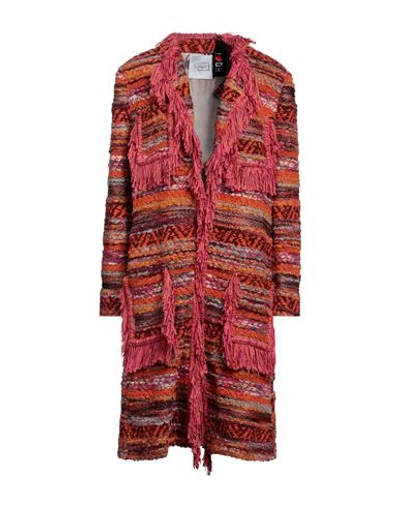 Shop De' Hart Woman Overcoat & Trench Coat Orange Size 4 Polyester, Acrylic, Nylon, Wool