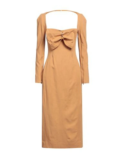 Shop Jacquemus Woman Midi Dress Ocher Size 6 Viscose, Linen, Elastane In Yellow