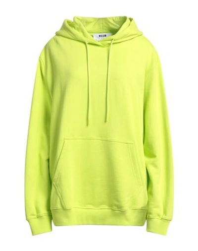 Shop Msgm Woman Sweatshirt Acid Green Size S Cotton