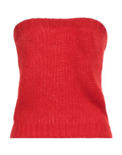 Laneus Woman Top Red Size 6 Mohair Wool, Polyamide, Wool In Red