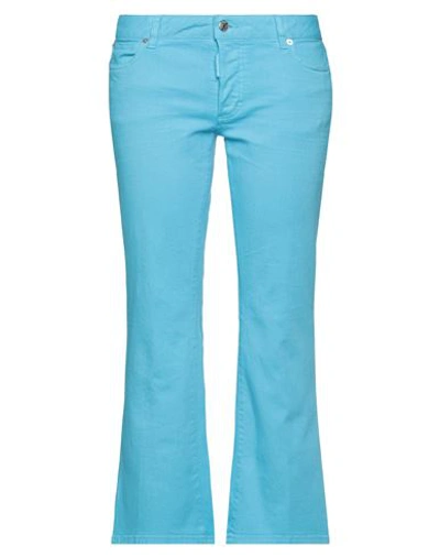 Shop Dsquared2 Woman Jeans Azure Size 10 Cotton, Elastane In Blue