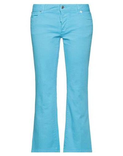 Dsquared2 Woman Jeans Azure Size 8 Cotton, Elastane In Blue