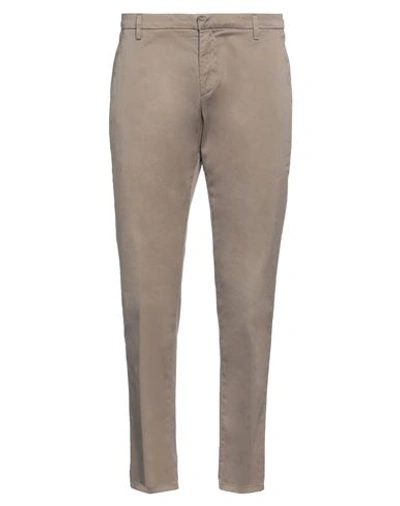 Shop Dondup Man Pants Dove Grey Size 38 Cotton, Elastane