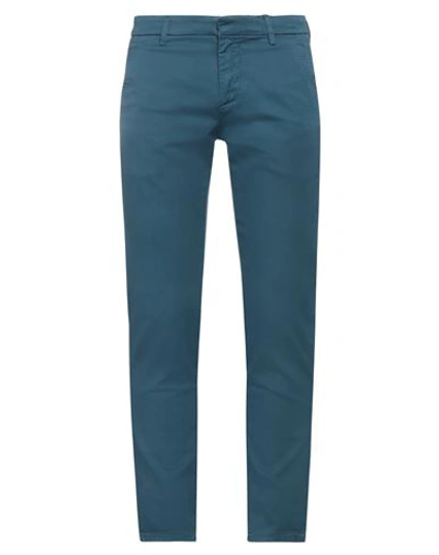 Shop Dondup Man Pants Slate Blue Size 32 Cotton, Elastane