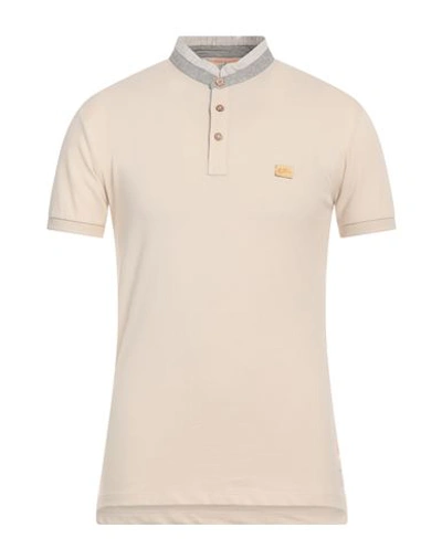 Shop Yes Zee By Essenza Man Polo Shirt Beige Size L Cotton, Elastane