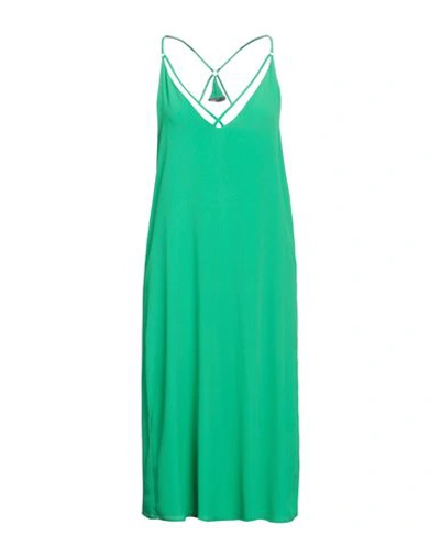 Shop Seventy Sergio Tegon Woman Midi Dress Green Size 6 Acetate, Silk