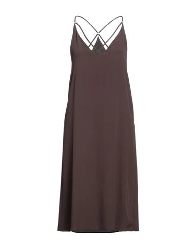 Shop Seventy Sergio Tegon Woman Midi Dress Cocoa Size 4 Acetate, Silk In Brown