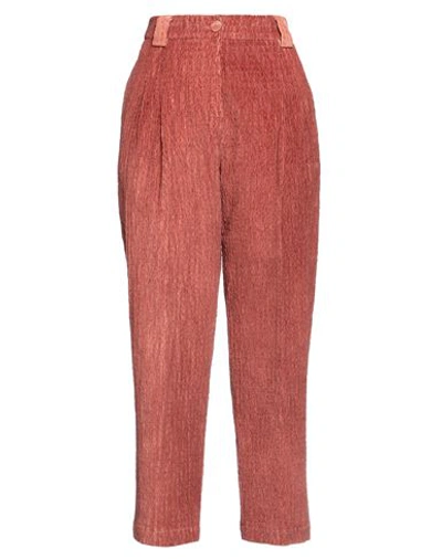 Momoní Woman Pants Rust Size 4 Cotton, Elastane In Red