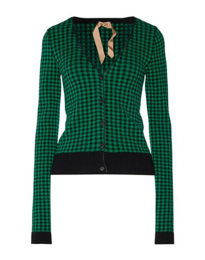 Shop N°21 Woman Cardigan Green Size 8 Wool, Polyester