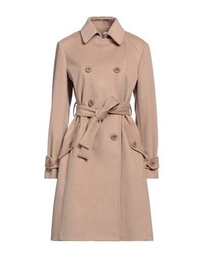 Yes London Woman Coat Camel Size 6 Polyester, Viscose In Beige