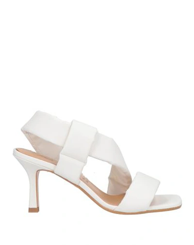 Shop Paolo Mattei Woman Sandals White Size 6 Textile Fibers