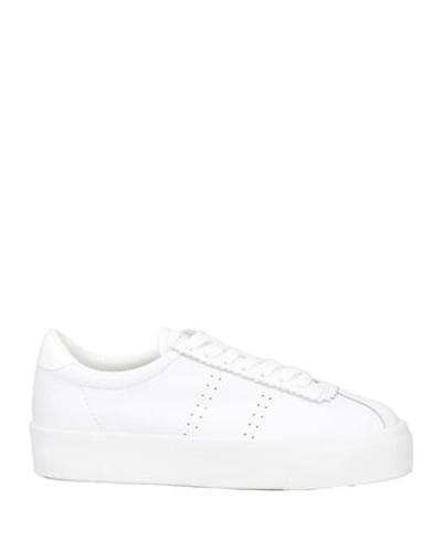 Shop Superga Woman Sneakers White Size 5 Soft Leather, Textile Fibers