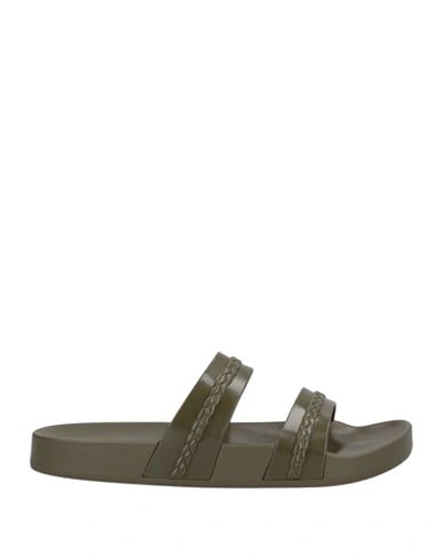 Ancient Greek Sandals Meli Double-strap Slides In Green