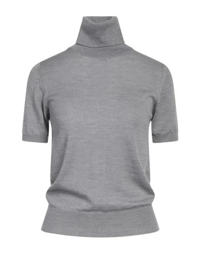 Rossopuro Woman Turtleneck Grey Size 6 Wool In Grey