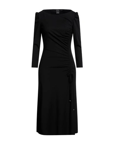 Shop Pinko Woman Midi Dress Black Size S Cotton, Lyocell, Elastane