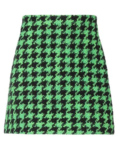 Shop Msgm Woman Mini Skirt Green Size 4 Virgin Wool, Polyamide