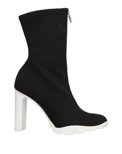 Shop Alexander Mcqueen Woman Ankle Boots Black Size 8 Textile Fibers