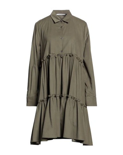 Aglini Woman Midi Dress Military Green Size 8 Cotton In Green