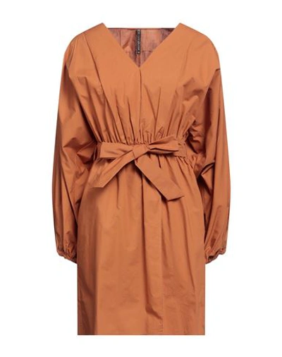 Shop Manila Grace Woman Mini Dress Brown Size 8 Cotton