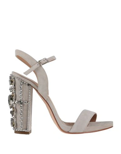 Le Capresi Woman Sandals Grey Size 10 Soft Leather In Grey
