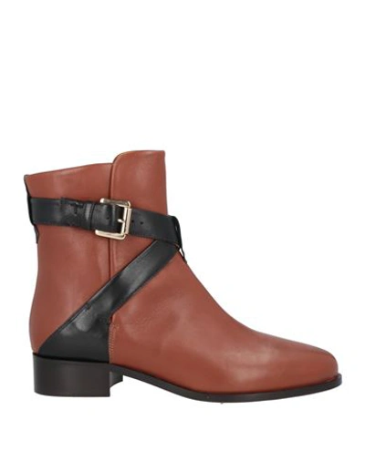 Shop A.testoni A. Testoni Woman Ankle Boots Brown Size 7.5 Calfskin