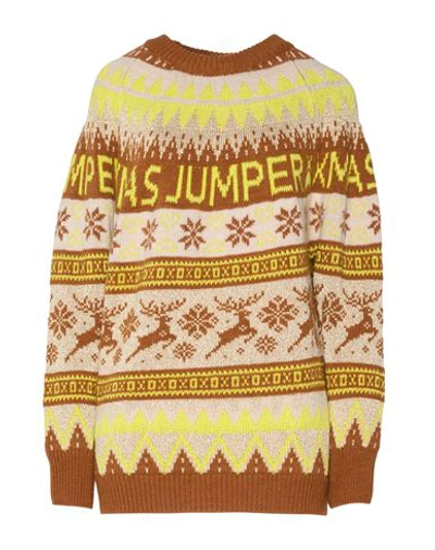 Shop Patrizia Pepe Woman Sweater Camel Size Onesize Acrylic, Wool, Viscose, Cotton, Polyester In Beige
