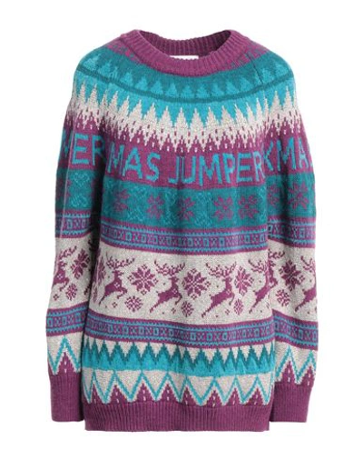 Shop Patrizia Pepe Woman Sweater Purple Size Onesize Acrylic, Wool, Viscose, Cotton, Polyester