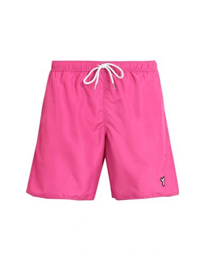 Shop Yes I Am Man Swim Trunks Fuchsia Size L Polyester In Pink