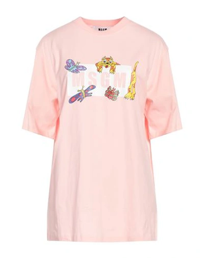 Shop Msgm Woman T-shirt Pink Size L Cotton
