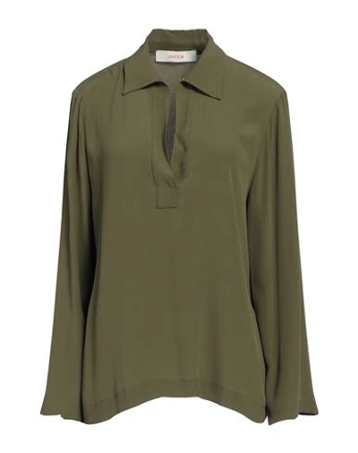 Shop Jucca Woman Top Military Green Size 10 Acetate, Silk