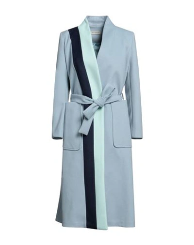 Yes London Woman Coat Sky Blue Size 10 Polyester, Viscose In Blue