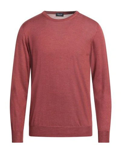 Shop Drumohr Man Sweater Rust Size 44 Silk In Red