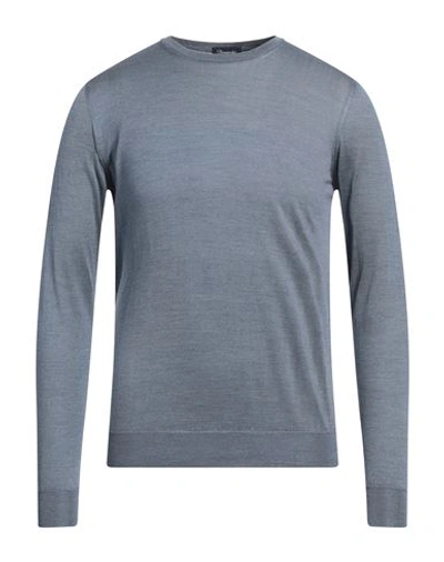 Shop Drumohr Man Sweater Slate Blue Size 42 Silk